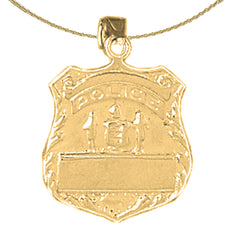 Colgante de placa de oficial de policía de plata de ley (bañado en rodio o oro amarillo)