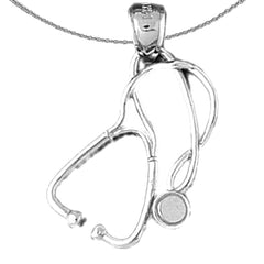 Sterling Silver Stethoscope Pendant (Rhodium or Yellow Gold-plated)