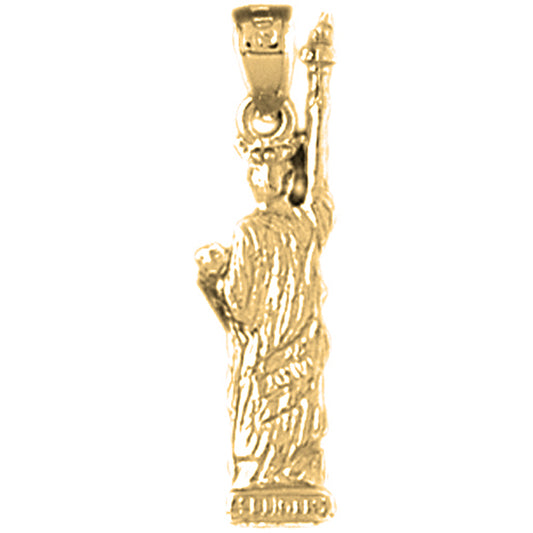 Yellow Gold-plated Silver 3D Statue Of Liberty Pendant