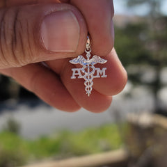 Sterling Silver M.A. Medical Assistant Pendant (Rhodium or Yellow Gold-plated)