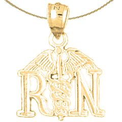 Sterling Silver Rn Registered Nurse Pendant (Rhodium or Yellow Gold-plated)