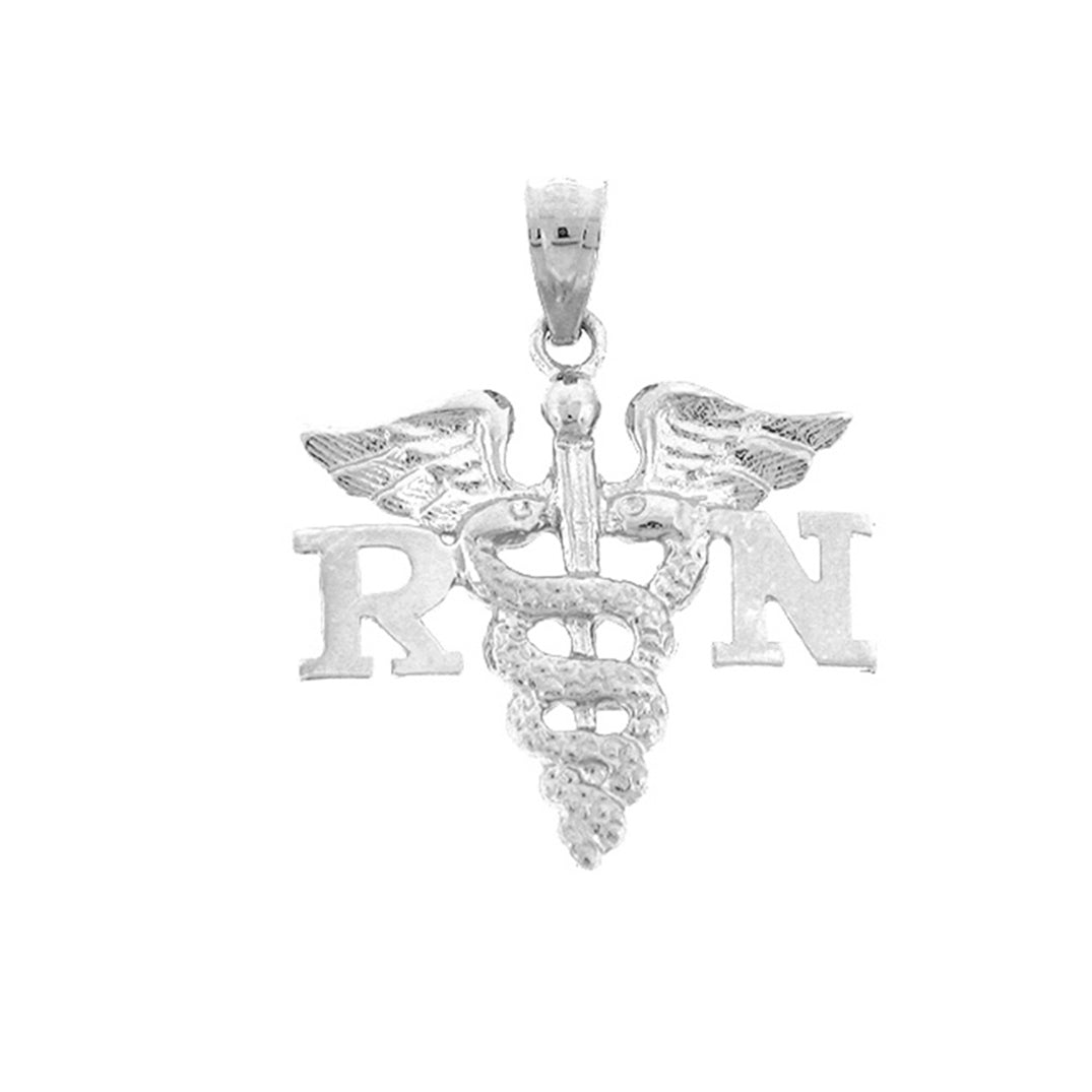 Sterling Silver Rn Registered Nurse Pendant