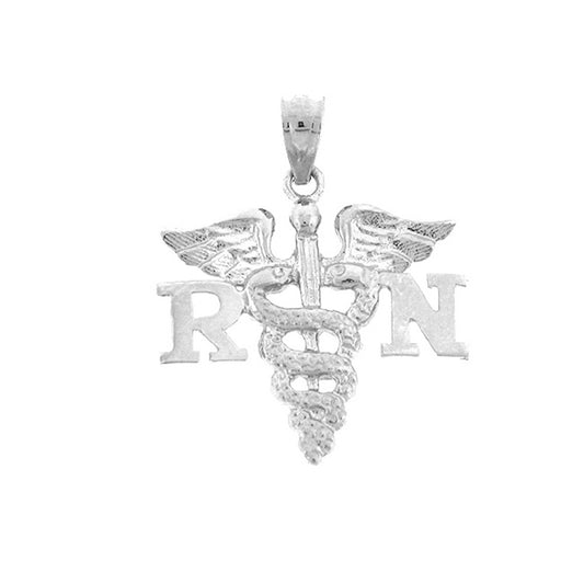 Sterling Silver Rn Registered Nurse Pendant