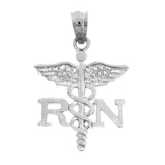 Sterling Silver Rn Registered Nurse Pendant