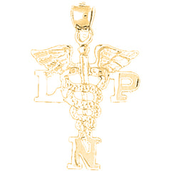 Yellow Gold-plated Silver Lpn Licensed Practical Nurse Pendant