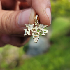 Colgante de plata de ley Np Nurse Practitioner (chapado en rodio o oro amarillo)