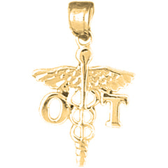 Yellow Gold-plated Silver Ot Occupational Therapist Pendant