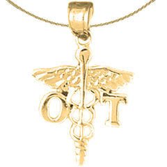 Sterling Silver Ot Occupational Therapist Pendant (Rhodium or Yellow Gold-plated)