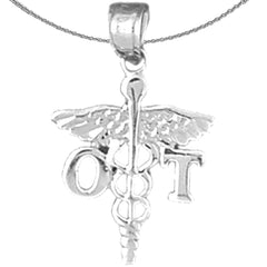Sterling Silver Ot Occupational Therapist Pendant (Rhodium or Yellow Gold-plated)