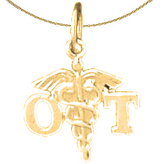 Sterling Silver Ot Occupational Therapist Pendant (Rhodium or Yellow Gold-plated)