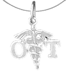 Sterling Silver Ot Occupational Therapist Pendant (Rhodium or Yellow Gold-plated)