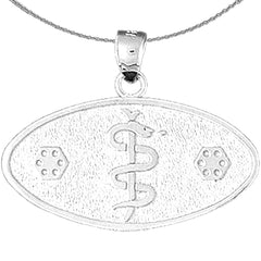 Sterling Silver Medical Alert Cadeusus Pendant (Rhodium or Yellow Gold-plated)