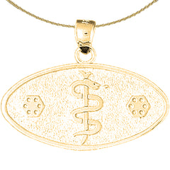 Sterling Silver Medical Alert Cadeusus Pendant (Rhodium or Yellow Gold-plated)