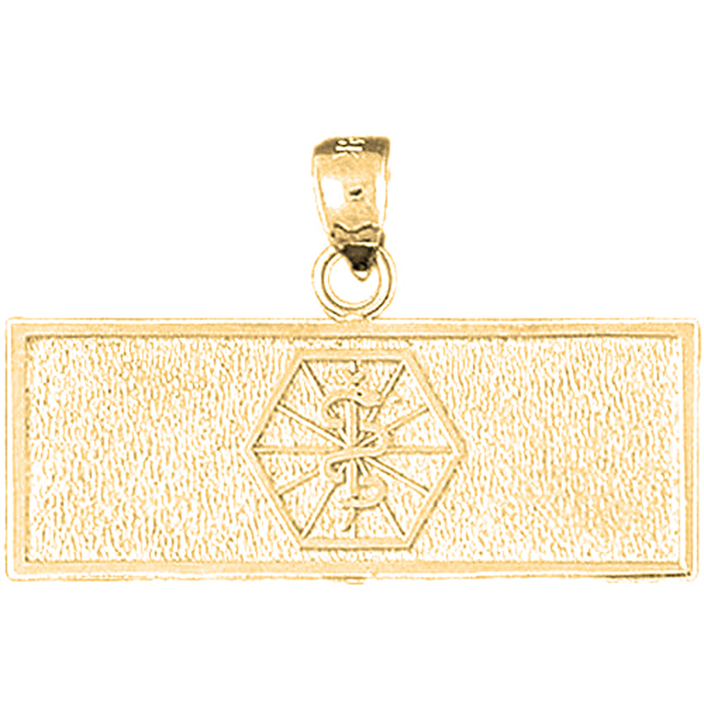 Yellow Gold-plated Silver Medical Alert Cadeusus Pendant
