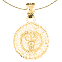 Sterling Silver Medical Alert Cadeusus Pendant (Rhodium or Yellow Gold-plated)