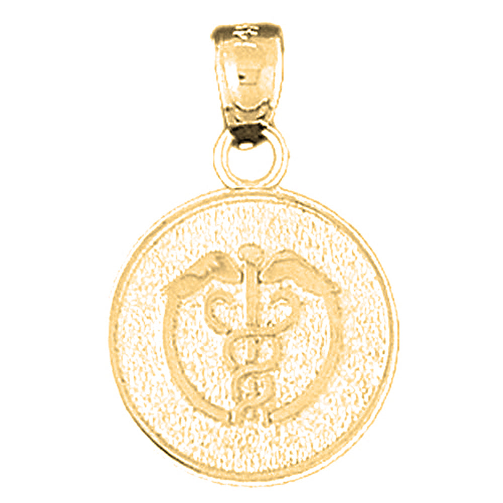 Yellow Gold-plated Silver Medical Alert Cadeusus Pendant