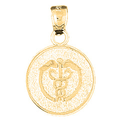 Yellow Gold-plated Silver Medical Alert Cadeusus Pendant