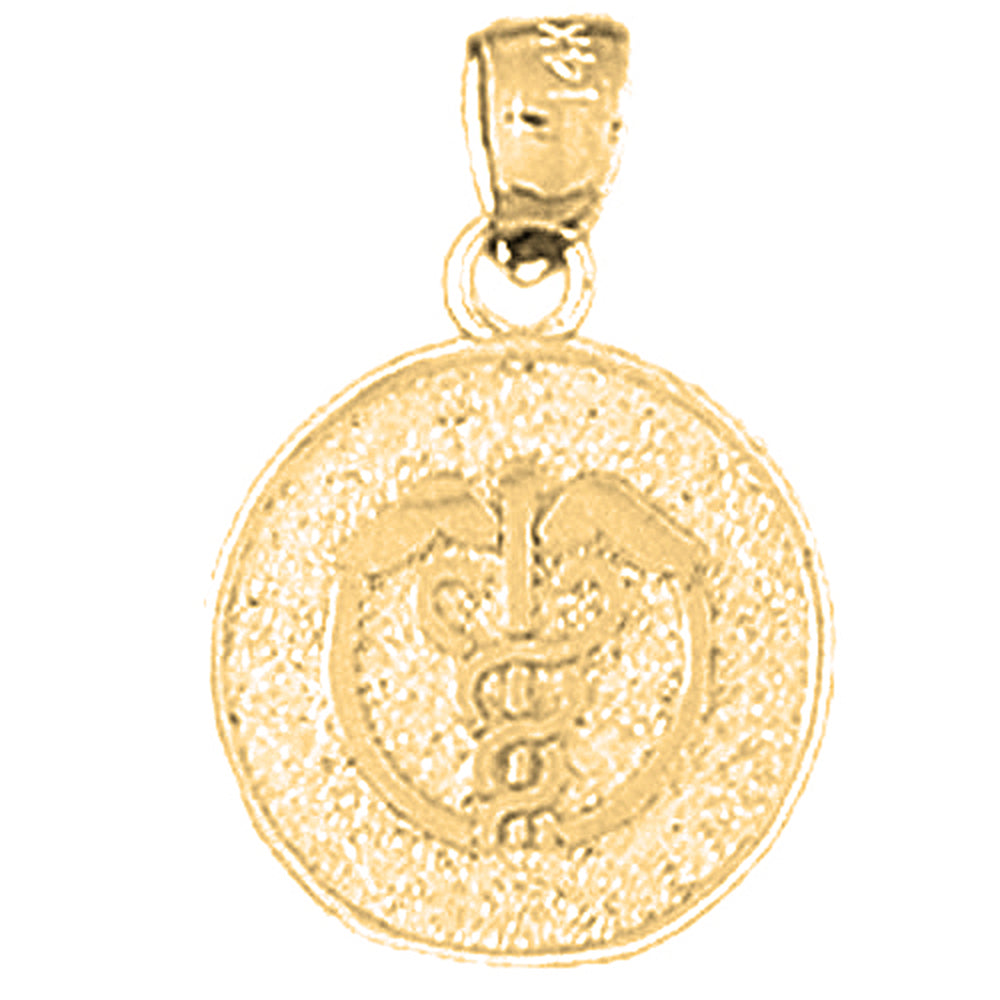 Yellow Gold-plated Silver Medical Alert Cadeusus Pendant