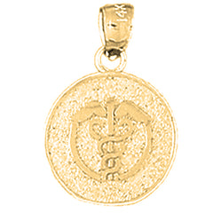 Yellow Gold-plated Silver Medical Alert Cadeusus Pendant