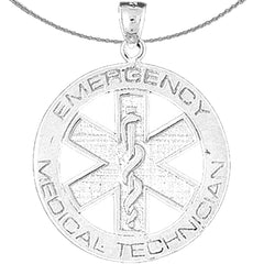 Sterling Silver Medical Alert Cadeusus Pendant (Rhodium or Yellow Gold-plated)