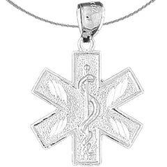 Sterling Silver Medical Alert Cadeusus Pendant (Rhodium or Yellow Gold-plated)
