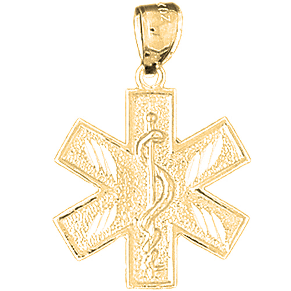 Yellow Gold-plated Silver Medical Alert Cadeusus Pendant
