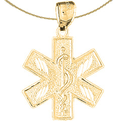 Sterling Silver Medical Alert Cadeusus Pendant (Rhodium or Yellow Gold-plated)