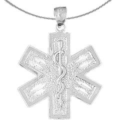 Sterling Silver Medical Alert Cadeusus Pendant (Rhodium or Yellow Gold-plated)