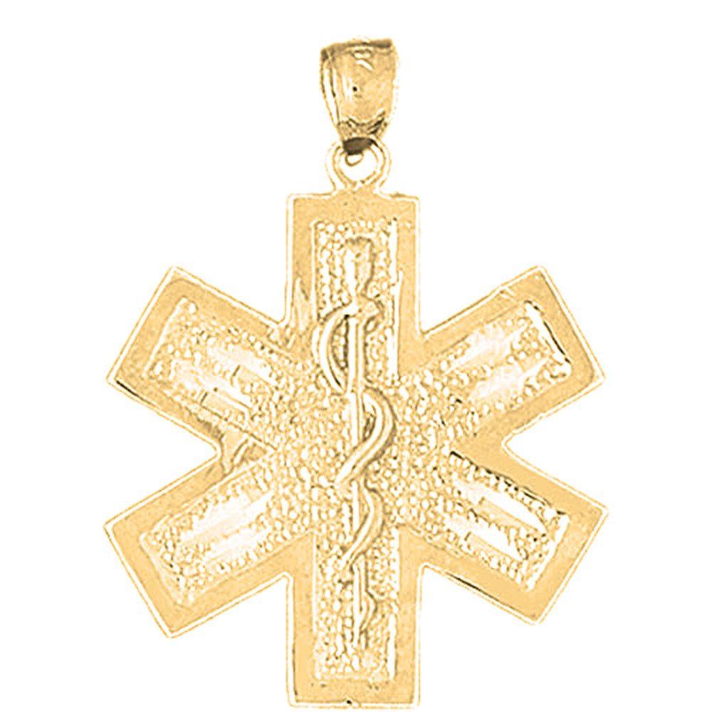 Yellow Gold-plated Silver Medical Alert Cadeusus Pendant