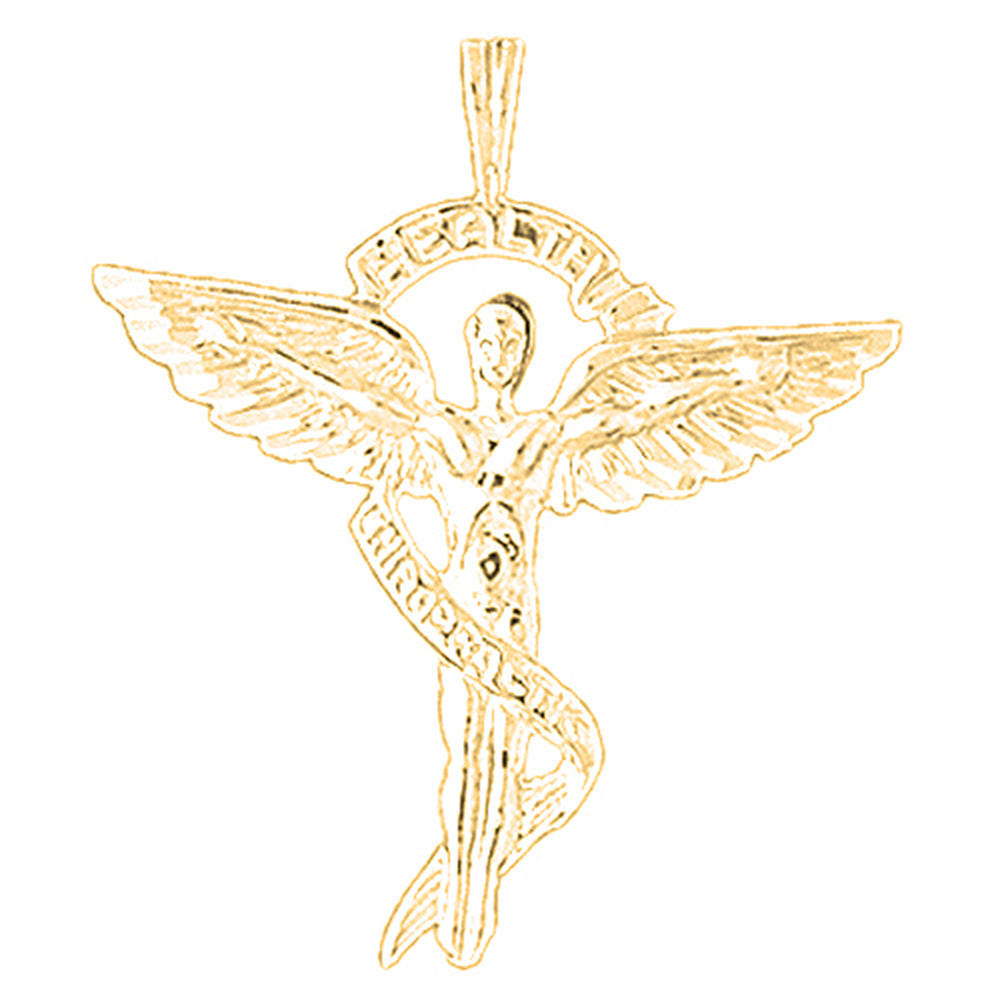 Yellow Gold-plated Silver Medical Alert Cadeusus Pendant