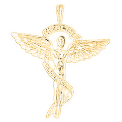 Yellow Gold-plated Silver Medical Alert Cadeusus Pendant