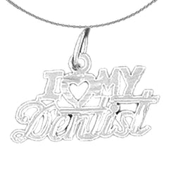 Sterling Silver I Love My Dentist Pendant (Rhodium or Yellow Gold-plated)