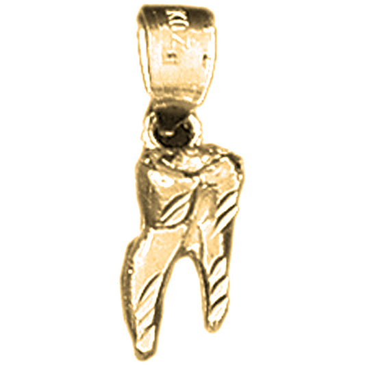 Yellow Gold-plated Silver 3D Tooth Pendant