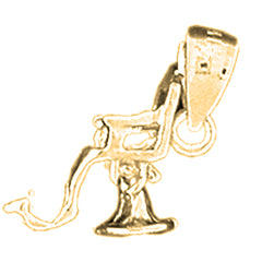 Sterling Silver 3D Dentist Chair Pendant (Rhodium or Yellow Gold-plated)
