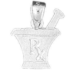 Sterling Silver Rx Mixing Bowl Pendant (Rhodium or Yellow Gold-plated)
