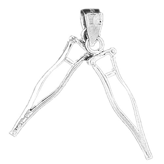 Sterling Silver 3D Crutches Pendant