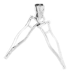 Sterling Silver 3D Crutches Pendant