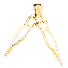 Yellow Gold-plated Silver 3D Crutches Pendant