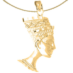 Colgante Nefertiti de plata de ley (bañado en rodio o oro amarillo)