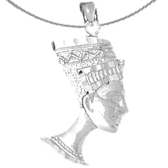 Colgante Nefertiti de plata de ley (bañado en rodio o oro amarillo)