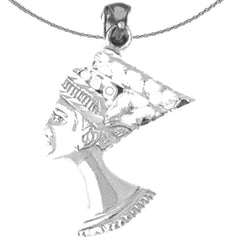 Sterling Silver Nefertiti Pendant (Rhodium or Yellow Gold-plated)