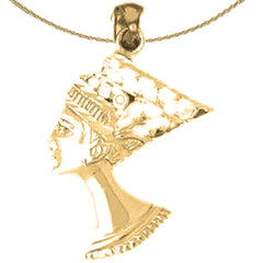 Sterling Silver Nefertiti Pendant (Rhodium or Yellow Gold-plated)