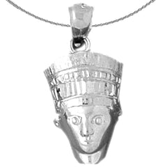 Sterling Silver Nefertiti Pendant (Rhodium or Yellow Gold-plated)