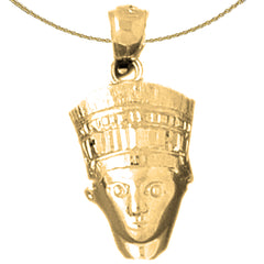Sterling Silver Nefertiti Pendant (Rhodium or Yellow Gold-plated)