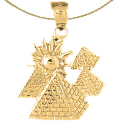 Sterling Silver Pyramid Pendant (Rhodium or Yellow Gold-plated)