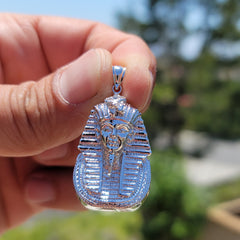 Sterling Silver King Tut Pendant (Rhodium or Yellow Gold-plated)