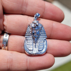 Sterling Silver King Tut Pendant (Rhodium or Yellow Gold-plated)