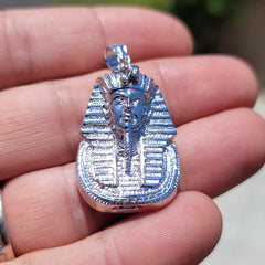 Sterling Silver King Tut Pendant (Rhodium or Yellow Gold-plated)