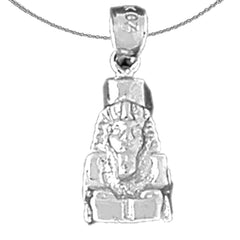 Sterling Silver King Tut Pendant (Rhodium or Yellow Gold-plated)
