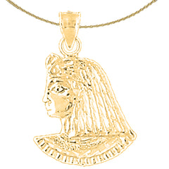 Sterling Silver King Tut Pendant (Rhodium or Yellow Gold-plated)